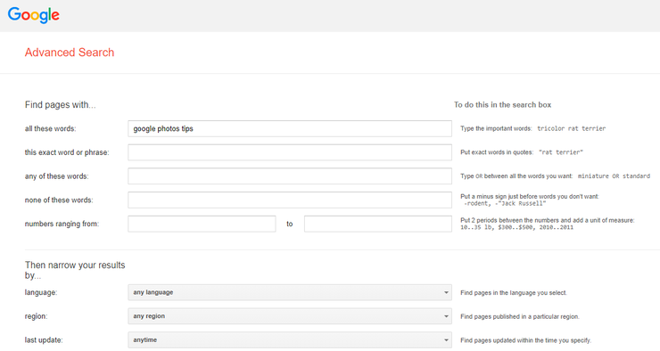Perform an Advanced Image Search with Google