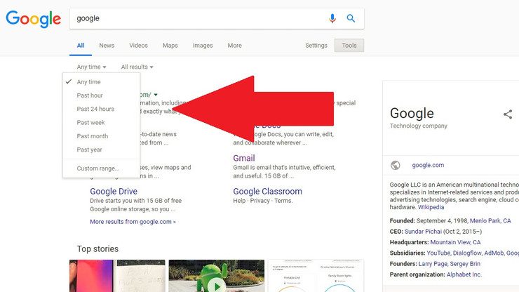 Search Google and set Time Restraint