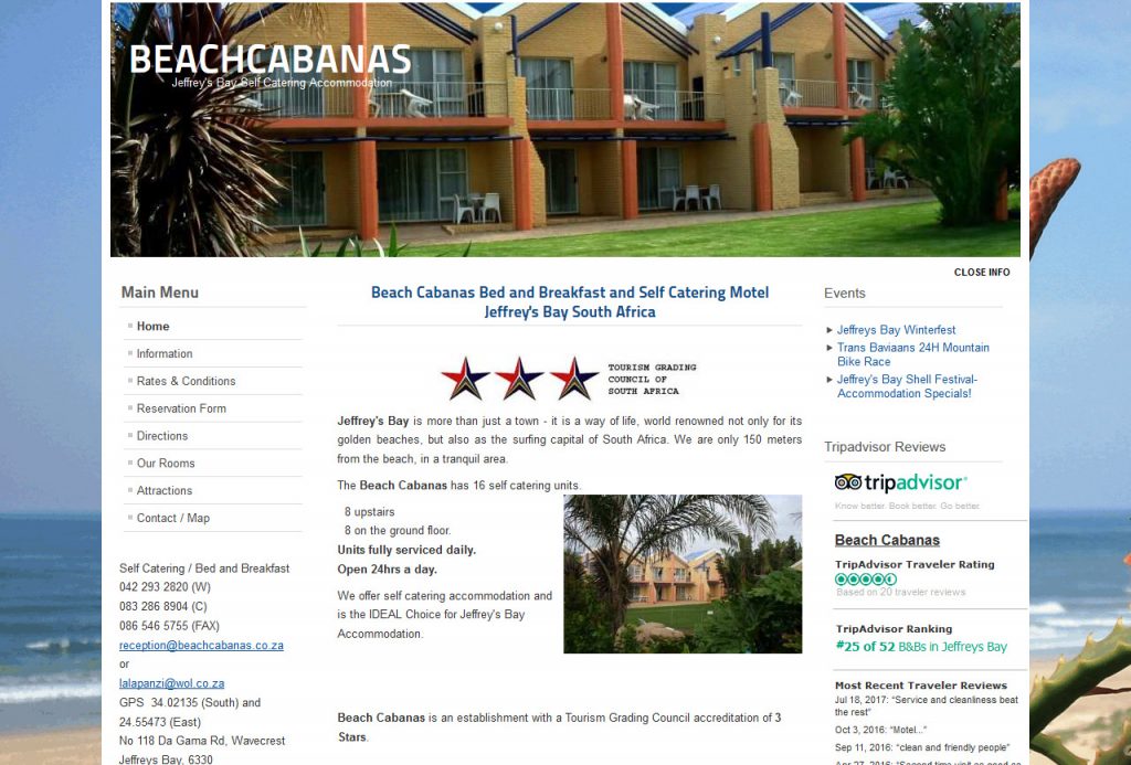 Jeffreys Bay Self Catering Accommodation-Beachcabanas