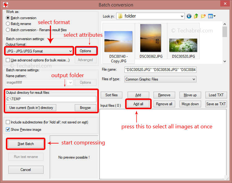 How to Compress multiple Images using Irfanview