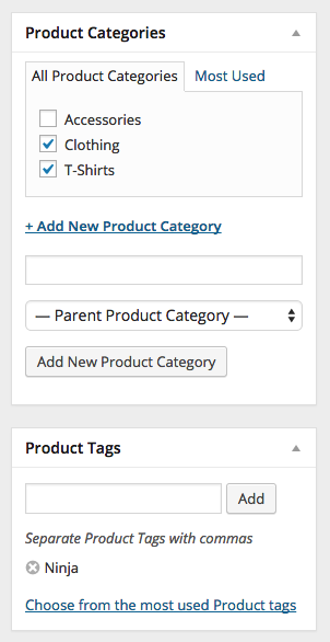 WooCommerce Product Category and Tags