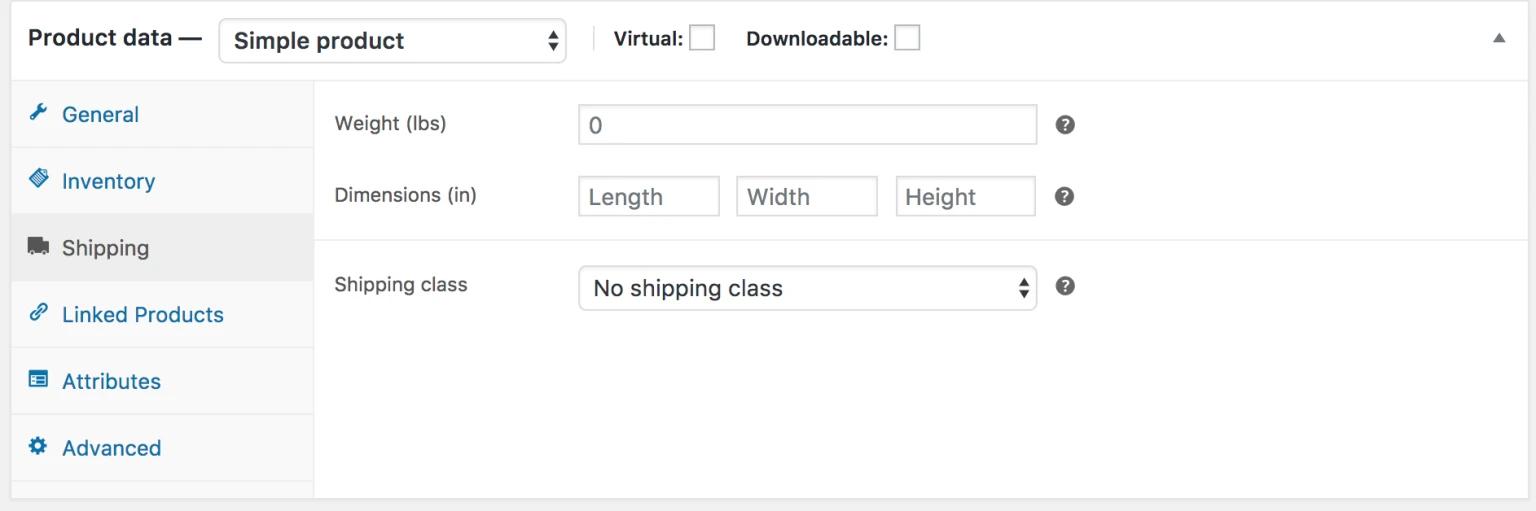 WooCommerce Product Data Shipping Options