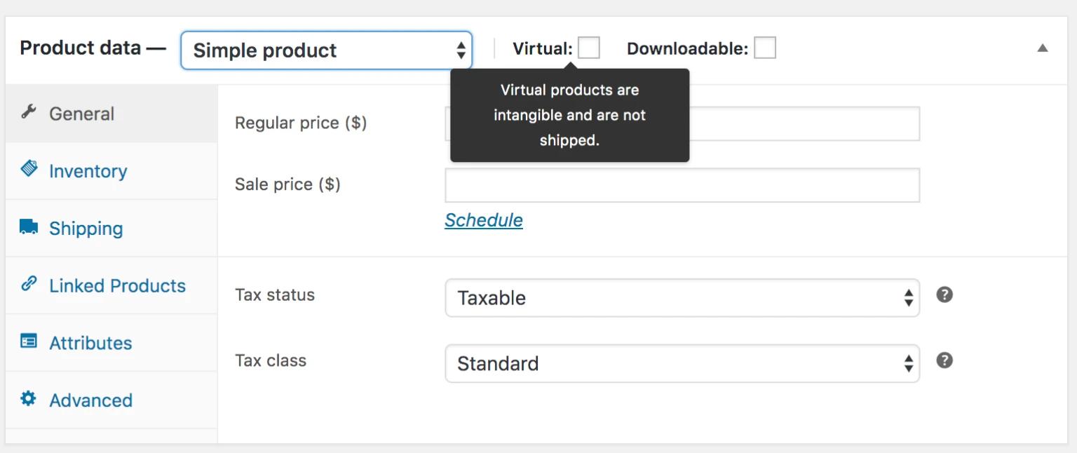 WooCommerce Simple Virtual Product