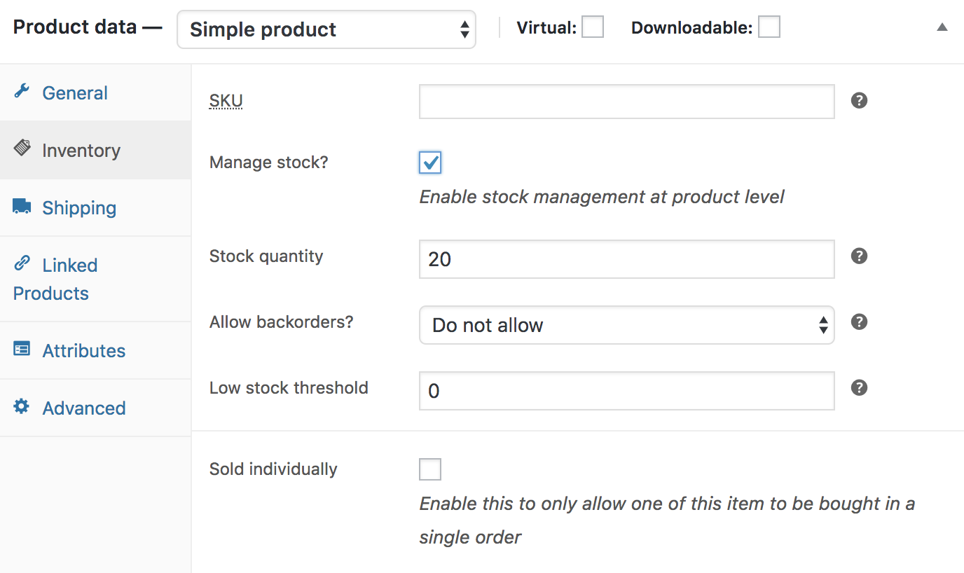 WooCommerce Inventory