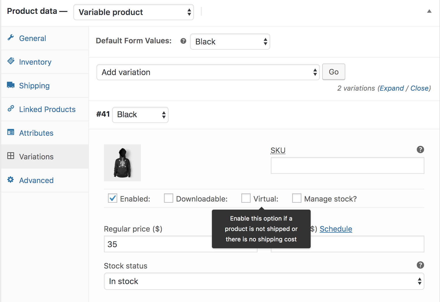 Variable Products in WooCommerce