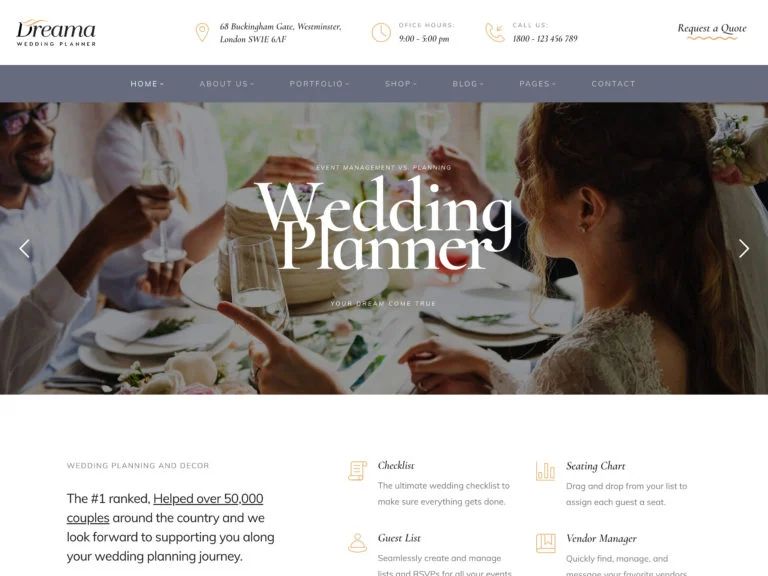 Dreama Wedding Planner WordPress Theme