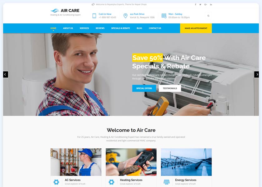 AirCare-HTML Template for Heating and Air Conditioning Maintenance Services