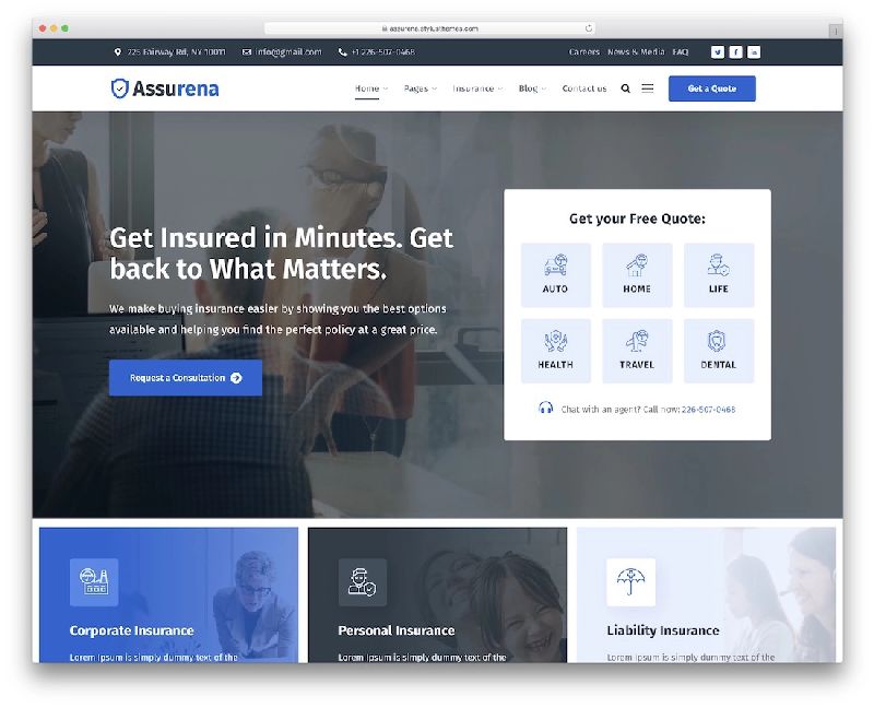 Advansure Assurena WordPress Insurance Theme