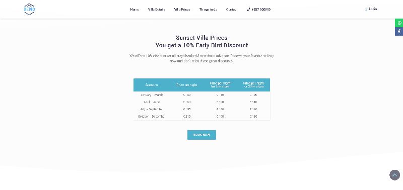 Villa Rentals Website Design
