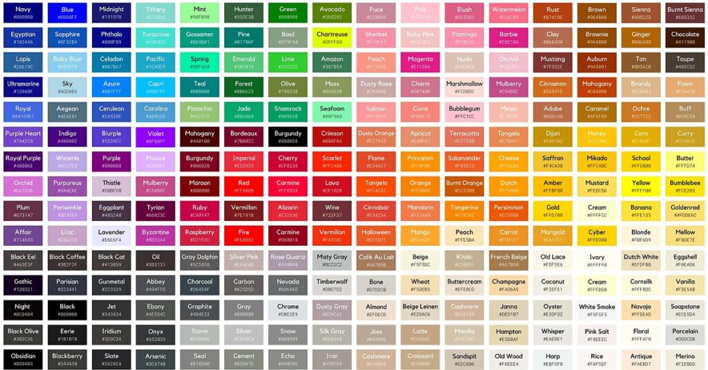 hex color codes