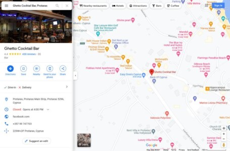 Ghetto Cocktail Bar Protaras Google My Business Listing ghetto-cocktail-bar-protaras-gmb-listing