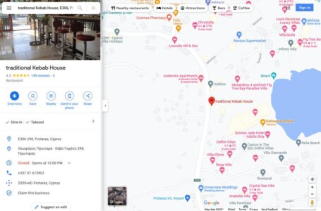Traditional Kebab House Protaras Google My Business Listing Traditional Kebab House Protaras GMB Listing